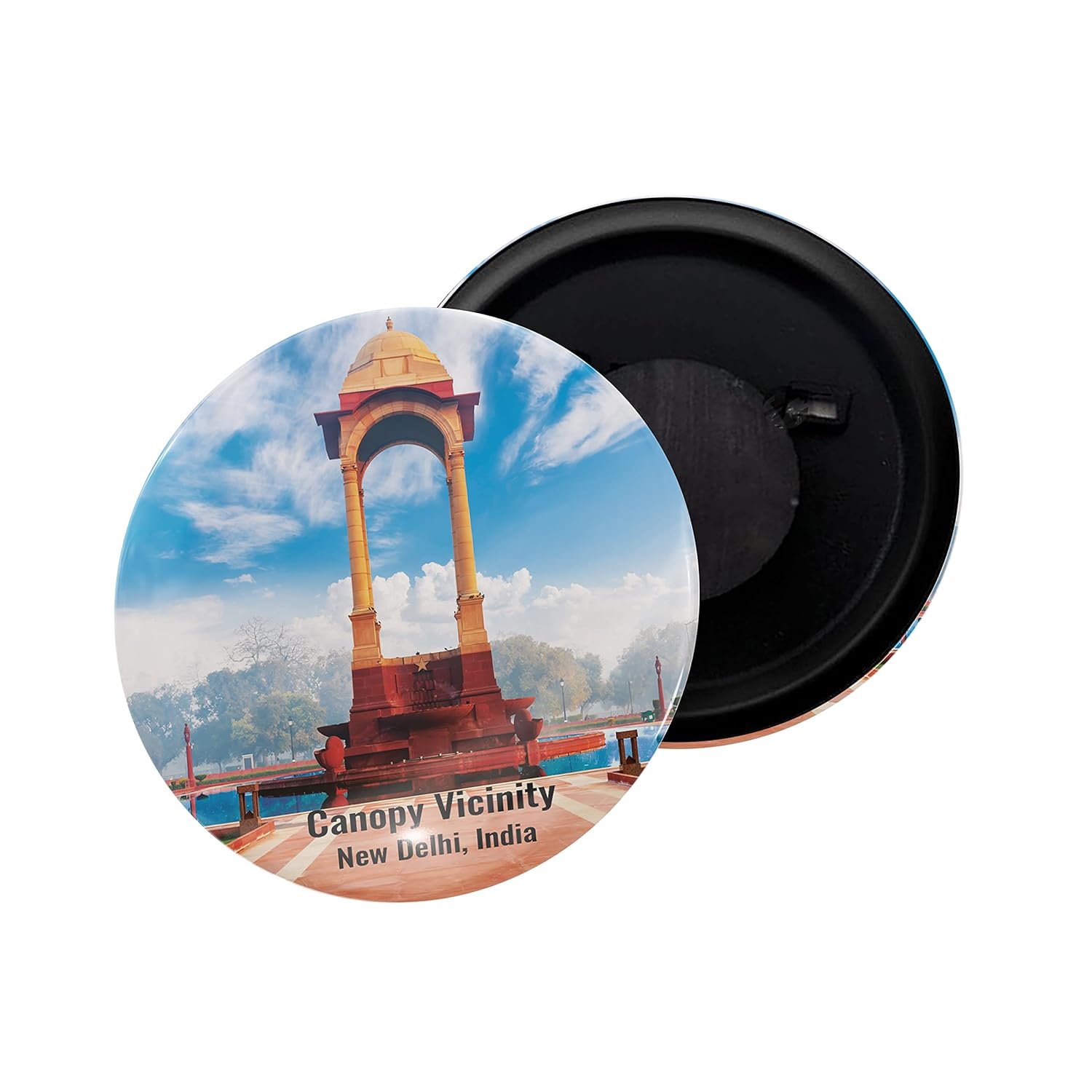 dhcrafts Fridge Magnet India Delhi Canopy Vicinity Glossy Finish Design Pack of 1 (58mm)